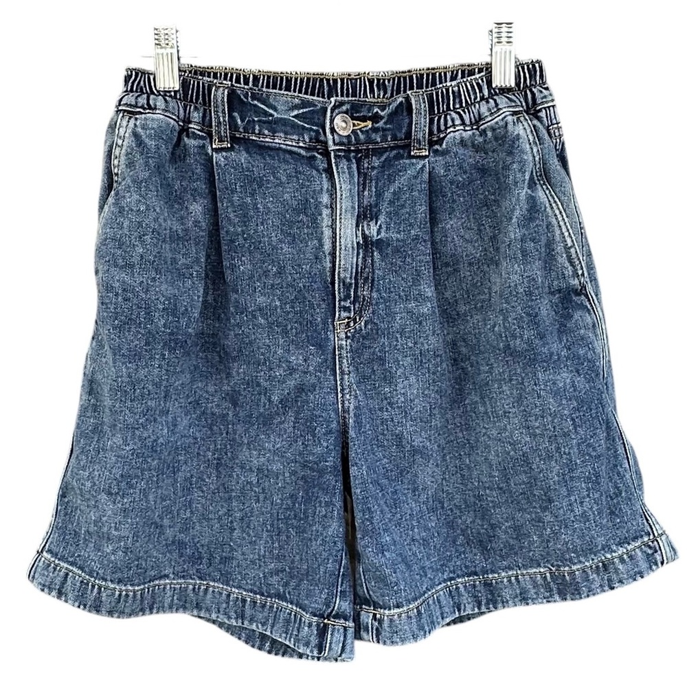 Aerie Pleated Acid Wash Vintage Style Denim Shorts Elastic‎ Waist Size S/P